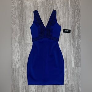 Guess Blue Embroidered Dress Size 0 NWT